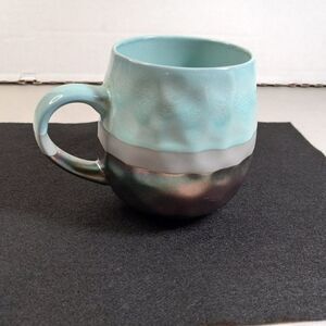 Potter's Corner Iridescent Blue Gray Glazed Mug Cottagecore Grandmacore Office